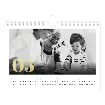 Calendrier photo A5 — Larges numéros brillants [couverture]