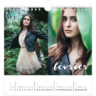 Calendriers annuels carré — Superposition pinceau [Février]