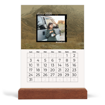 Calendrier de bureau support bois - portrait  — Envie d'aventures [Mars]