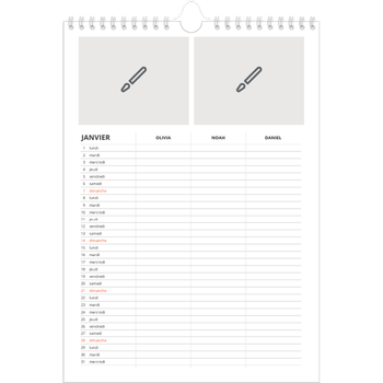 Calendrier photo A4 — Créez votre produit - Famille de 3