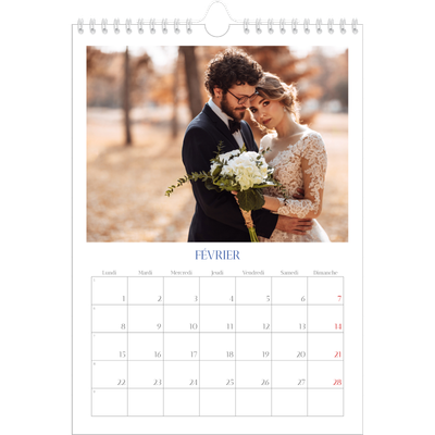 Calendrier photo A4 (20 x 30 cm) — Classique cobalt [Février]