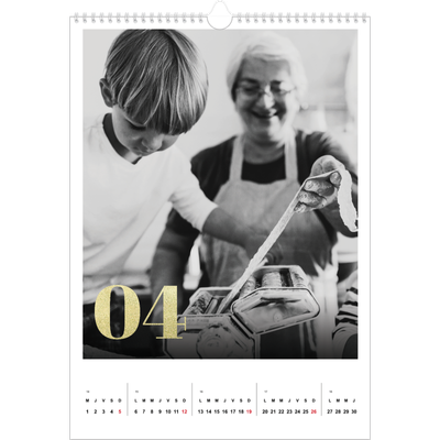 A3 Calendrier annuel — Larges numéros brillants [Avril]