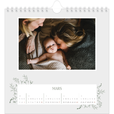 Calendriers annuels carré — Fleurs dessinées [Mars]