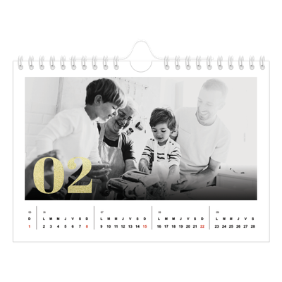 Calendrier photo A5 — Larges numéros brillants [Février]