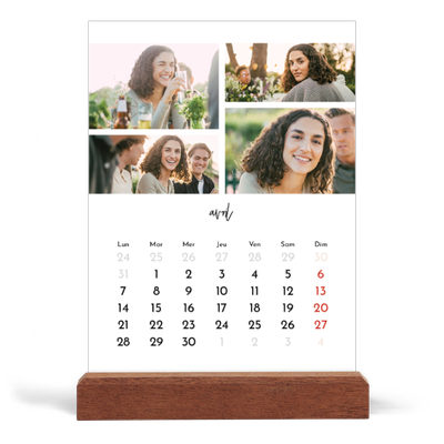 Calendrier de bureau support bois - portrait  — Arrangements photo [Avril]