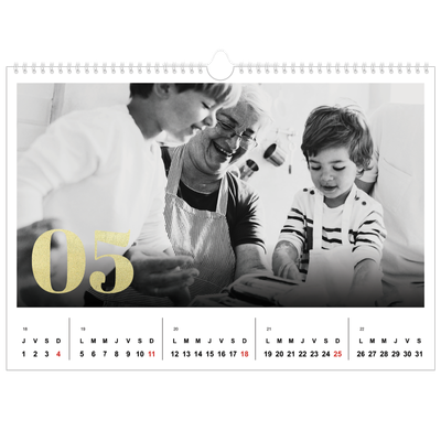 Calendrier photo A3 — Larges numéros brillants [couverture]