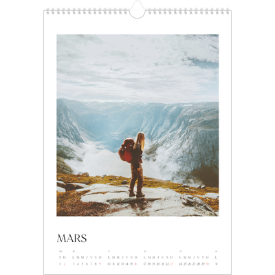 A3 Calendrier annuel — Surf & couchers de soleil [Mars]