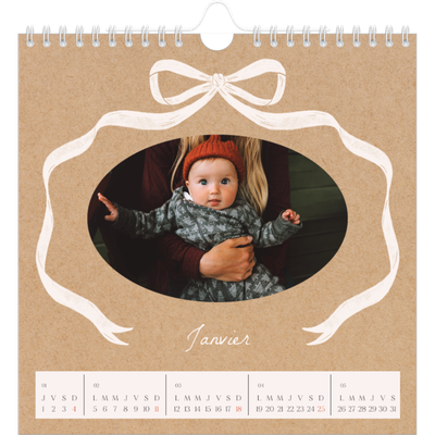 Calendriers annuels carré — Kraft et nœud [Janvier]