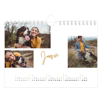 Calendrier photo A5 — Calligraphie dorée