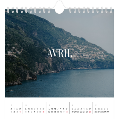 Calendriers annuels carré — Évasion sans fin [Avril]