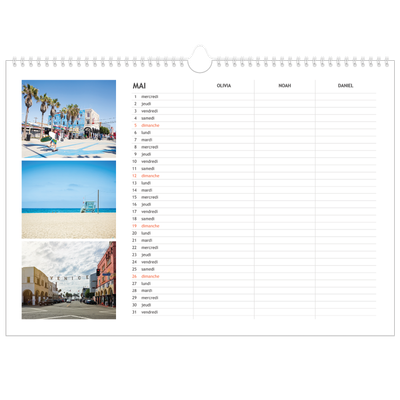 Calendrier photo A3 — Agenda simple - Famille de 3 [couverture]