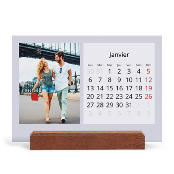 Calendrier de bureau support bois - paysage — Un monde en couleur