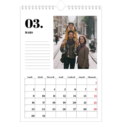 Calendrier photo A4 (20 x 30 cm) — Sérif et moments [Mars]