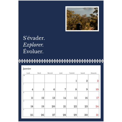Calendrier photo A4 double (30 x 40 cm) — Terre éditoriale [Janvier]