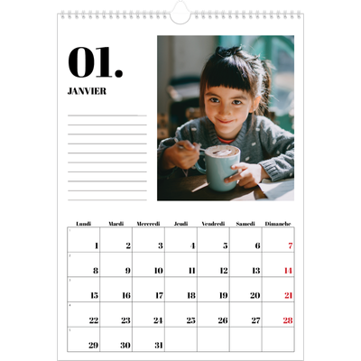 A3 Calendrier annuel — Sérif et moments [Janvier]