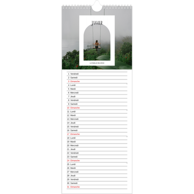 Calendrier mural long  — L'arche ouverte [Janvier]