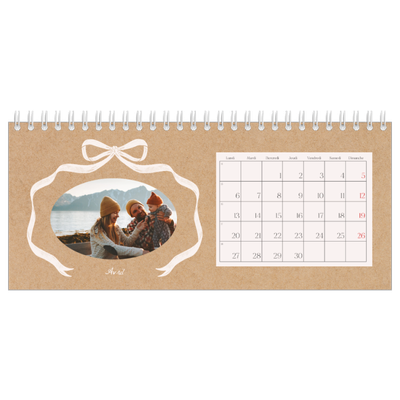 Calendrier de bureau — Kraft et nœud [Avril]