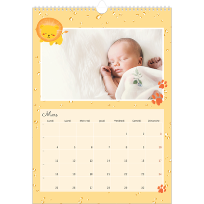 A3 Calendrier annuel — Mes petits animaux [Mars]