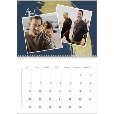 Calendrier photo A4 double (30 x 40 cm) — Coup de pinceau doré [Avril]