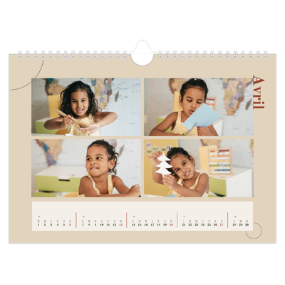 Calendrier photo A4 — Texte asymétrique [Avril]