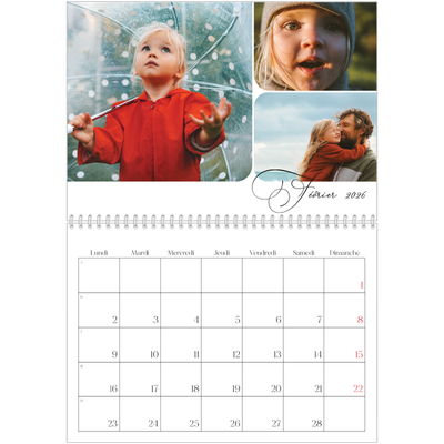 Calendrier photo A4 double (30 x 40 cm) — Instantanés et calligraphie [Février]