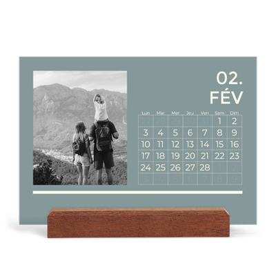 Calendrier de bureau support bois - paysage   — Contemporain audacieux [Février]