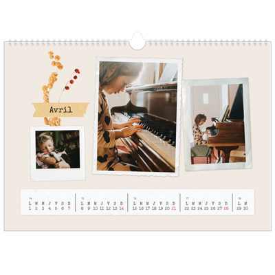 Calendrier photo A3 — Scrapbook vintage [Avril]