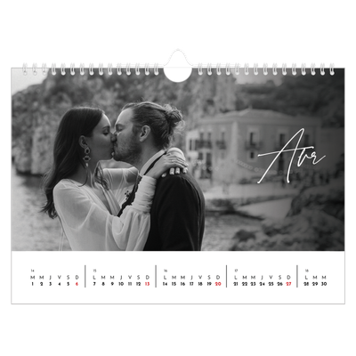 Calendrier photo A4 — Écriture élégante [Avril]