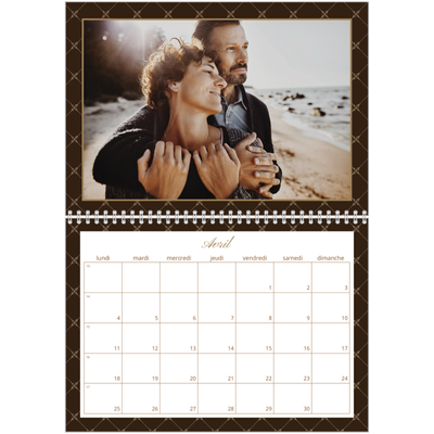 Calendrier photo A4 double (30 x 40 cm) — Noir et blanc vintage [Avril]