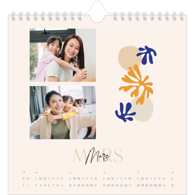 Calendriers annuels carré — Coraux minimalistes [Mars]