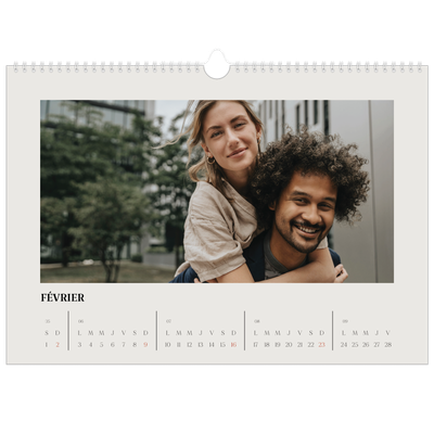 Calendrier photo A3 — Ivoire simple [Février]