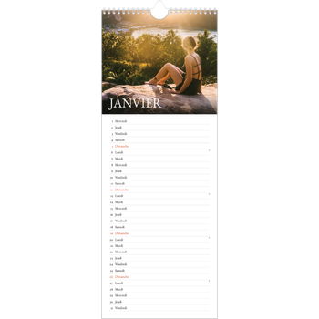 Calendrier mural long (15 x 40 cm) — Superposition classique