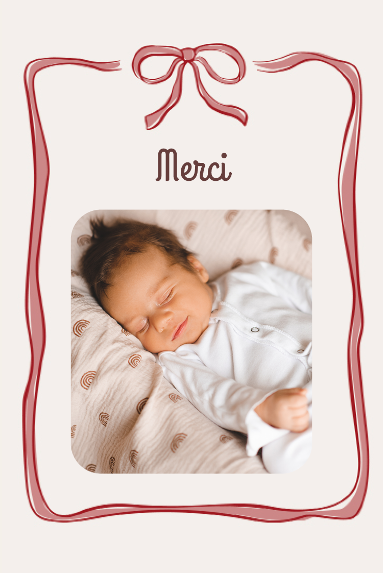 Carte de remerciement — Petit paquet enrubanné