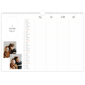 Calendrier photo A3 — Agenda une ébauche - Famille de 4