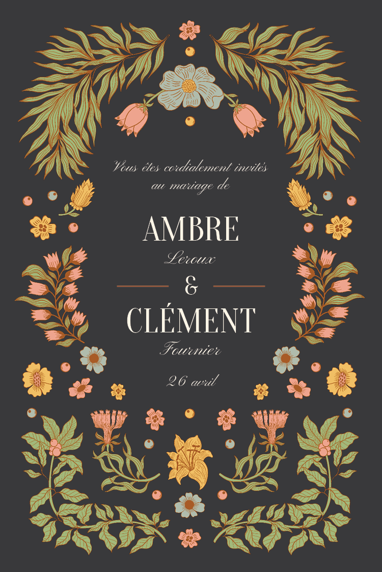 Cartons d'invitation — Romance botanique