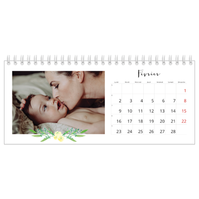 Calendrier de bureau — Ornements aquarelle [Février]