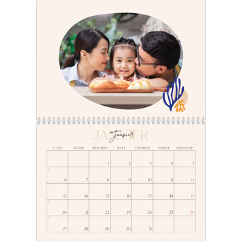 Calendrier photo A4 double — Coraux minimalistes