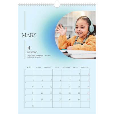 A3 Calendrier annuel — Dégradé astrologique [Mars]