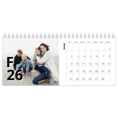 Calendrier de bureau — Jolie lettre [Février]