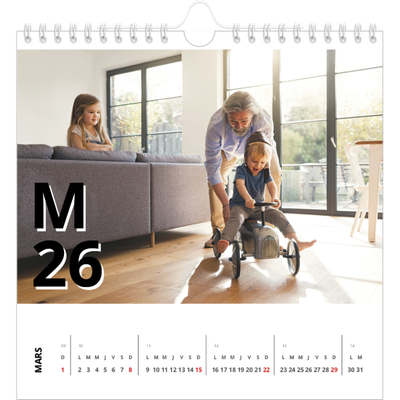 Calendriers annuels carré — Jolie lettre [Mars]