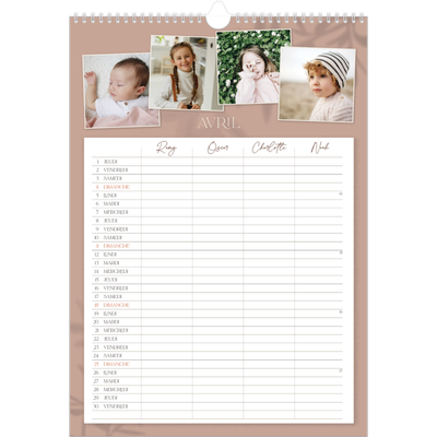 Calendrier familial A3 — Agenda terre à terre - Famille de 4 [Avril]