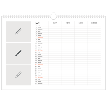 Calendrier photo A3 — Créez votre produit - Famille de 4