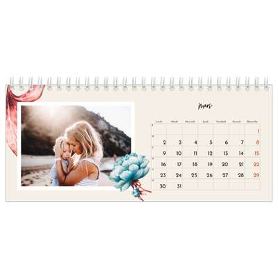 Calendrier de bureau — Fleurs entremélées [Mars]