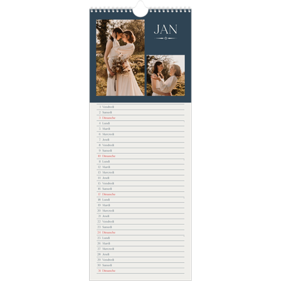 Calendrier mural long  — Ardoise et sérifs [Janvier]