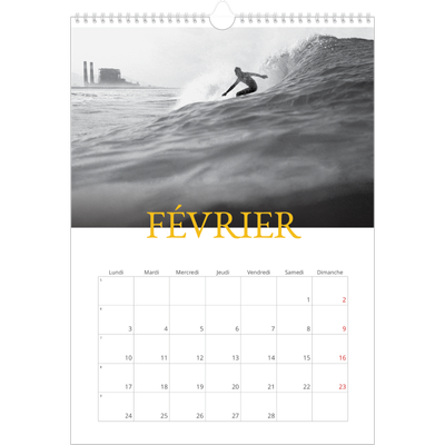 A3 Calendrier annuel — Style héritage [Février]
