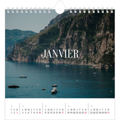 Calendriers annuels carré — Évasion sans fin [Janvier]