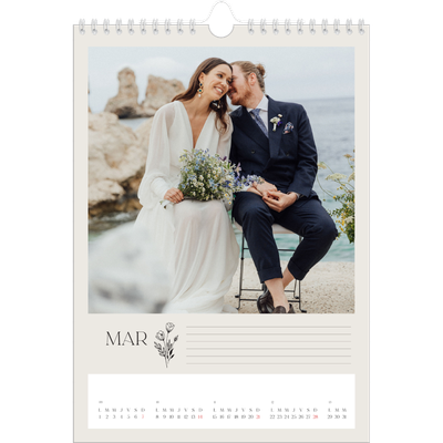 Calendrier photo A4 (20 x 30 cm) — Initiales fleuries [Mars]