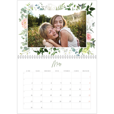 Calendrier photo A4 double (30 x 40 cm) — Fleurs traditionelles [Mars]