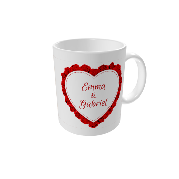 Mug personnalisé — Cœur de roses rouges