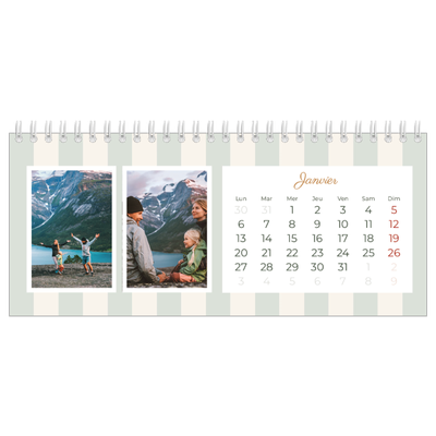 Calendrier de bureau — Lettrages et rayures [Janvier]